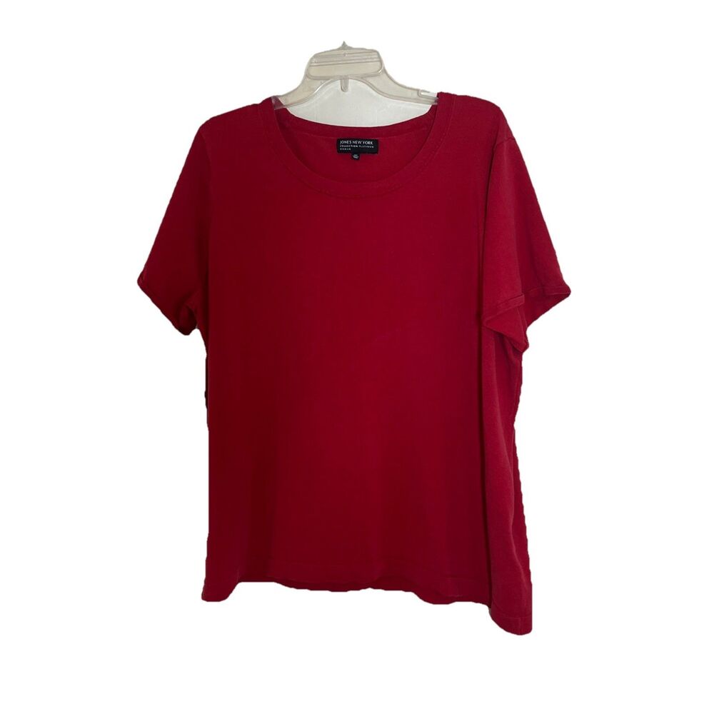 Jones New York Platinum Collection Woman 3X Top Red Silk Blend Stretch Basic